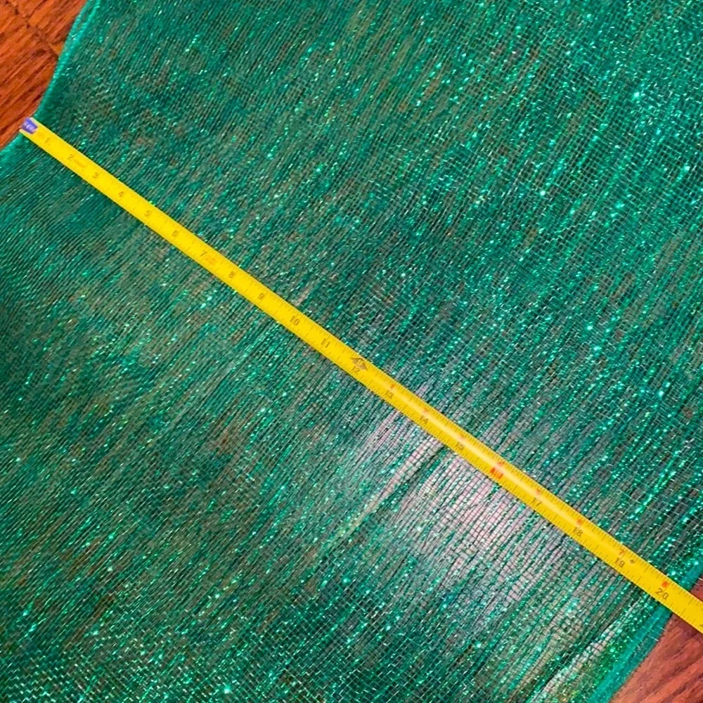 Green shimmer glitz ribbon holiday decor 1 length 10ft & 1 length 4 ft, 30” wide